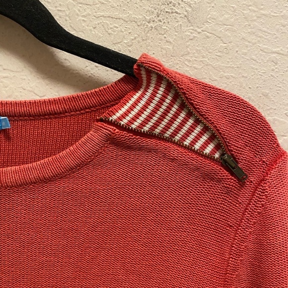 J. McLaughlin Red Crewneck Long Sleeve Shoulder Zip Sweater Size M - Picture 3 of 10